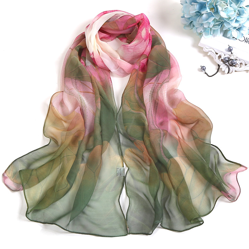 Women's Vacation Color Block Floral Polyester Silk Scarves display picture 2