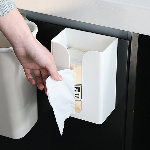 Wall-mounted plastic tissue box, no punching kitchen tissue holder, upside-down tissue stand, storage shelf organizer