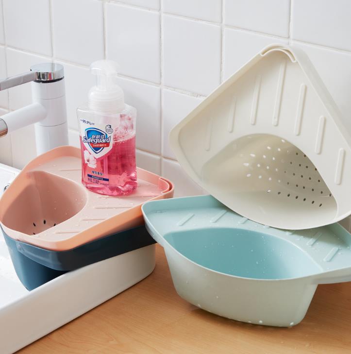 Triangle Sink Storage Basket Draining Storage Basket Kitchen Sink Food Residue Filter Rack Fruit Storage Blue display picture 1