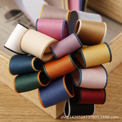 Colored edge polyester-cotton ribbon bow diy hair accessories clothing hat gift box bouquet packaging polyester colorful edge cotton ribbon