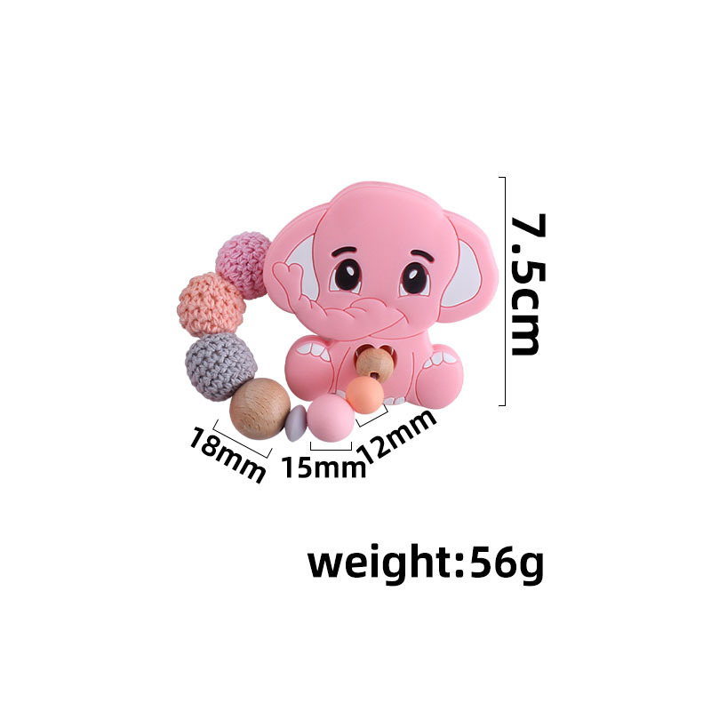 Bebé DIY creativo de haya animal de dibujos animados juguete mordedor pulsera nueva silicona elefante dientes molienda juguete