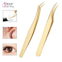 Manufacturer wholesale tweezers stainless steel eyebrow clip grafting eyelash curler false eyelash assistant flowering gold feather clip