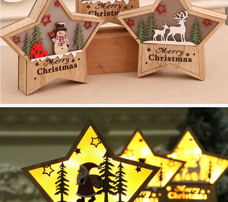 Luminous Wooden Five-pointed Star Ornaments display picture 4