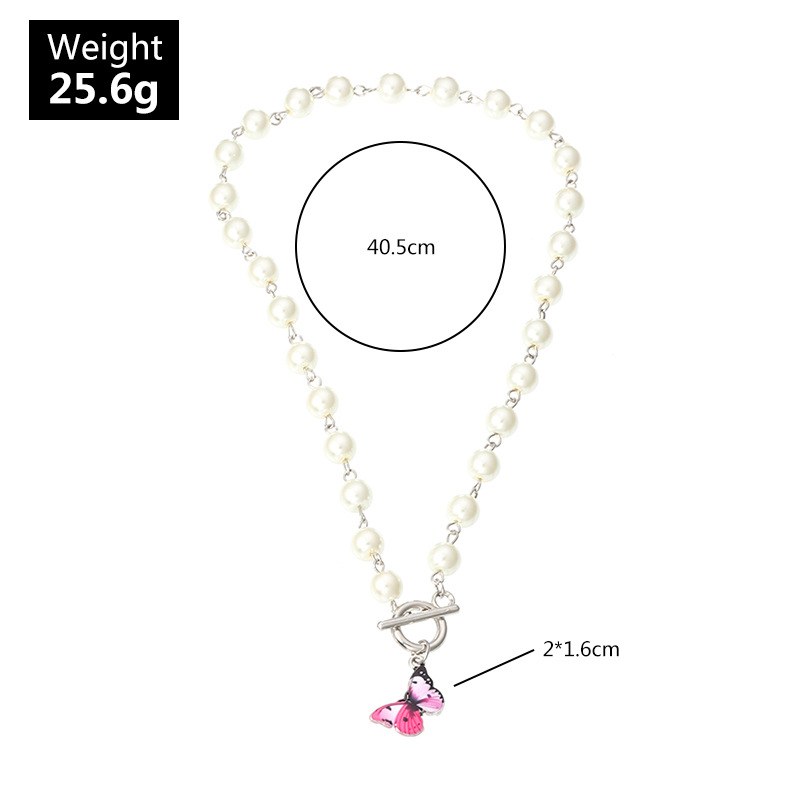 Fashion Jewelry Simple Metal Chain  Pearl Butterfly Necklace Wholesale Nihaojewelry display picture 12