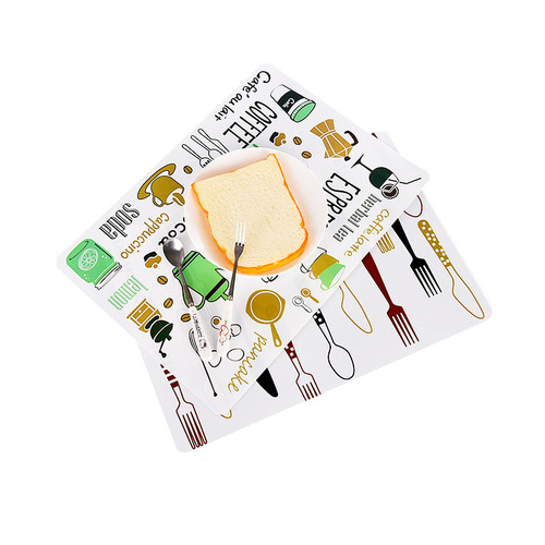 简约学生食品桌垫创意印花长方形多彩印花隔热垫塑料西餐桌垫