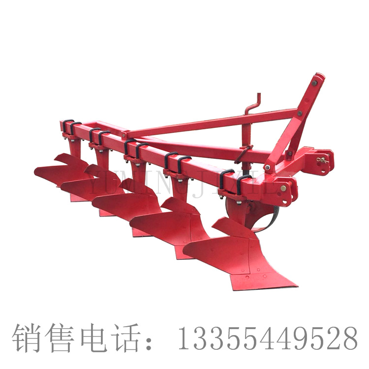 四轮带的1L-525铧犁 60-65马力拖拉机配套农用耕地犁 翻地犁