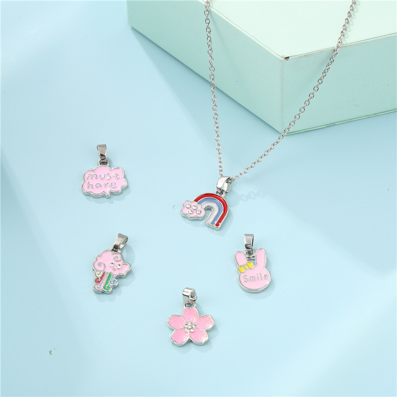 Cartoon Style Flower Alloy Enamel Girl's Necklace display picture 3