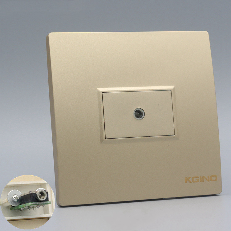 香槟色86型耳机音频直插面板金色3.5耳机立体墙壁面板多媒体面板