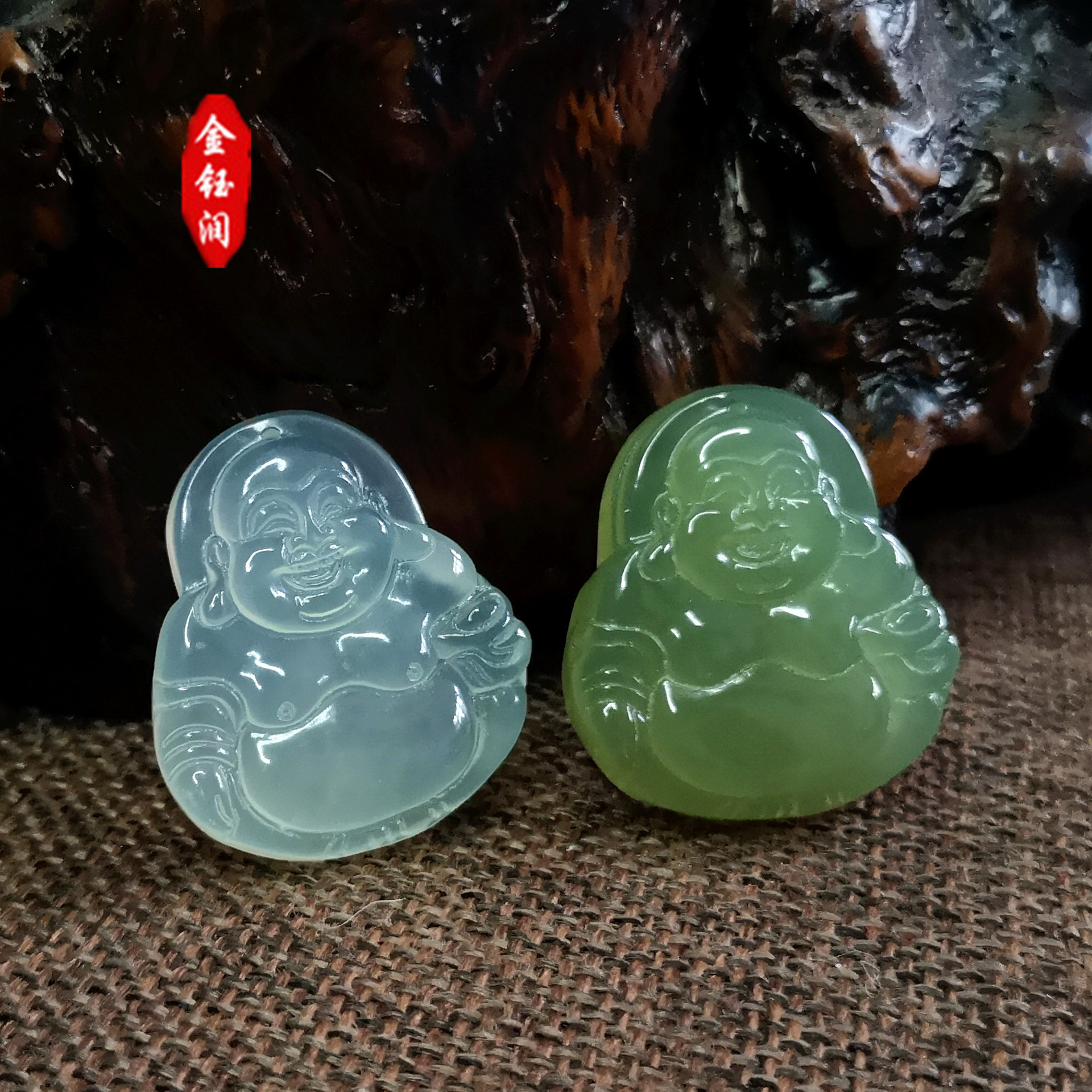 天然佛公玉石吊坠玉吊坠玉佛弥勒佛岫玉项链挂件饰品配件一件代发