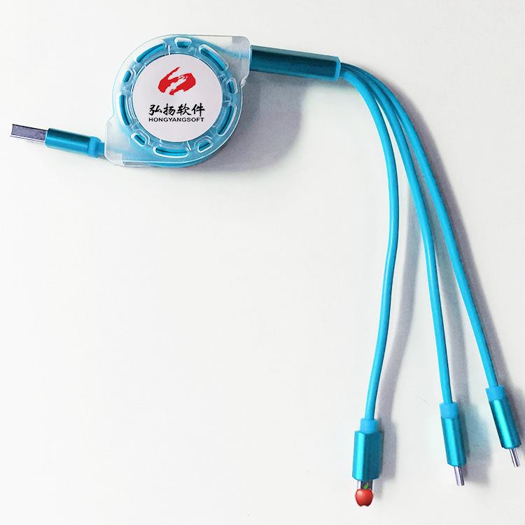Factory wholesale, one-piece consignment gift, retractable data cable, logo, one-to-three retractable data cable, charging cable pic 6