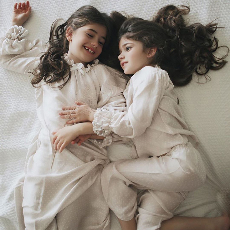 2025 New Children's Suit 60 Count Rayon Satin Active Print Girls Home Clothes Children's Pajamas Set