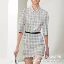 现货 梭织面料TR格子布料 女衬衫西装外套西裤连衣百褶裙服装用布