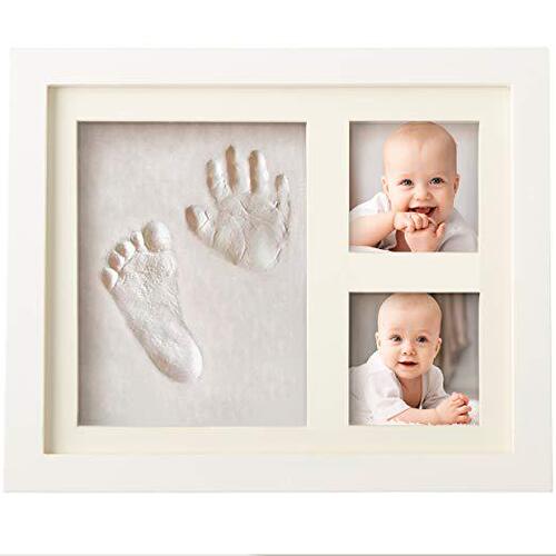 Creative Baby Handprint and Footprint Frame, Infant Hand and Footprint Hand Sticker White Frame, Full Moon Keepsake, Handprint Ink
