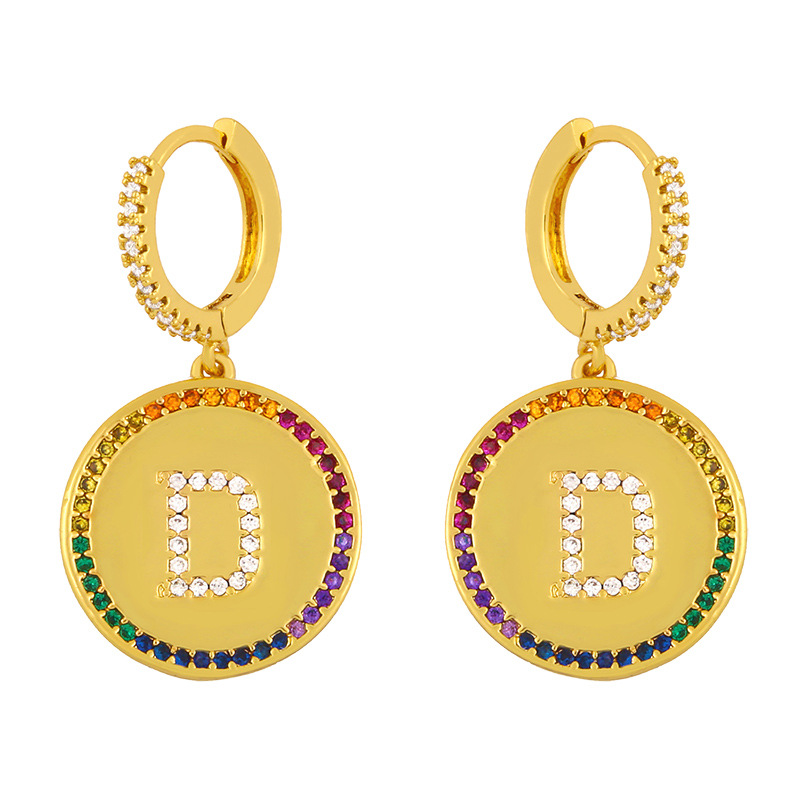 Boucles D&#39;oreilles Zircon De Couleur Incrustées De L&#39;alphabet Anglais Fashion 26 display picture 24