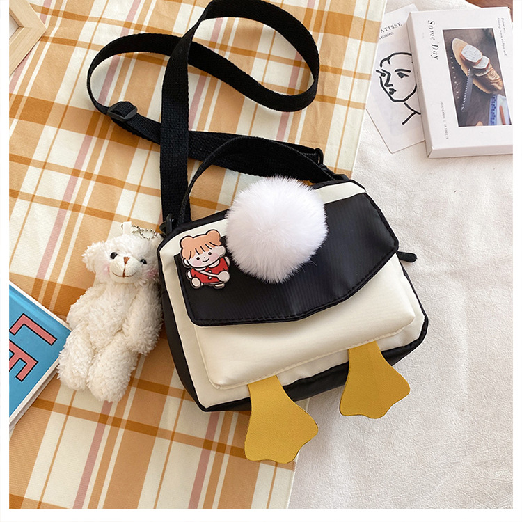Creative and personalized duck-butted single-shoulder small square bag for women 2021 cross-border bag canvas mobile phone coin purse undefined