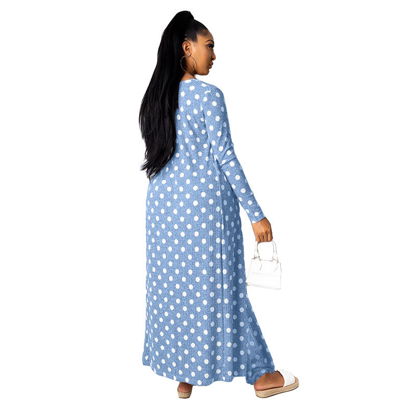 Polka dot long sleeve outwear & slip dress 2 piece set NSMYF68697