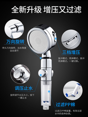 Cross-border pressurized shower head, filtered water purification shower, large water outlet, pressurized shower head, high-pressure Japanese shower head