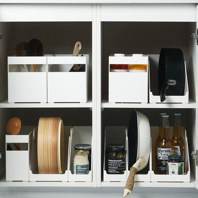 亚马逊日式多功能橱柜储物盒塑料分类收纳盒桌面可叠加杂物整理盒