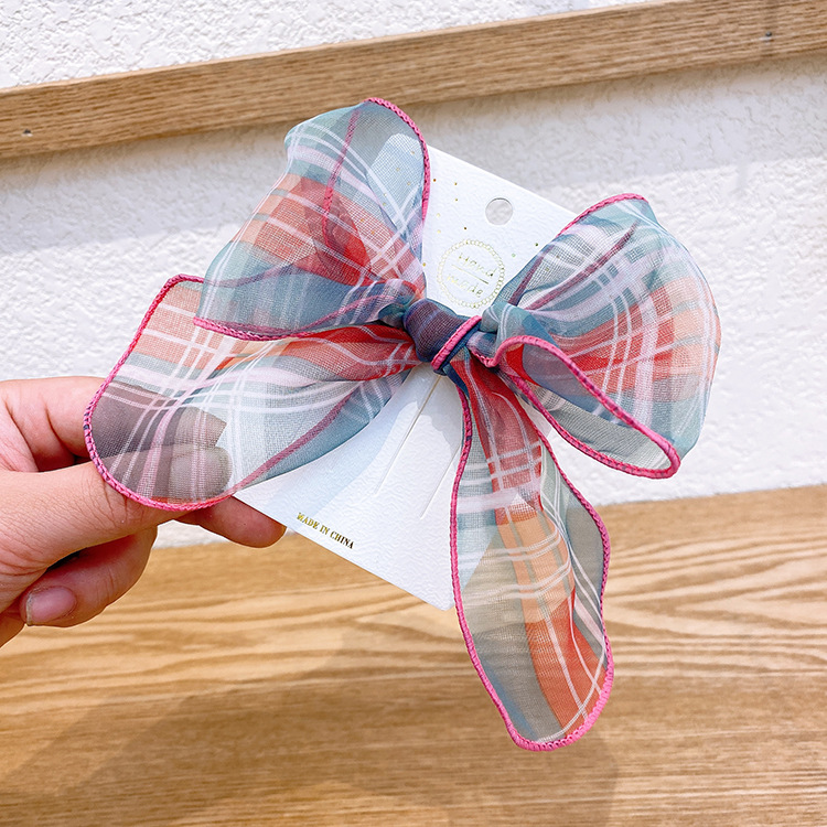 Korean  Children's Stripes Contrast Color Big Bow Hairpin Female Baby Shiny Love Bow Tie Hairpin  Side Clip display picture 7