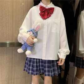 jk制服白衬衫女学生学院风日系宽松白寸衫秋季基础款长袖打底衬衣