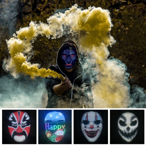 Supply APP display full-color Bluetooth lighting mask Halloween party dance party bar face-changing props
