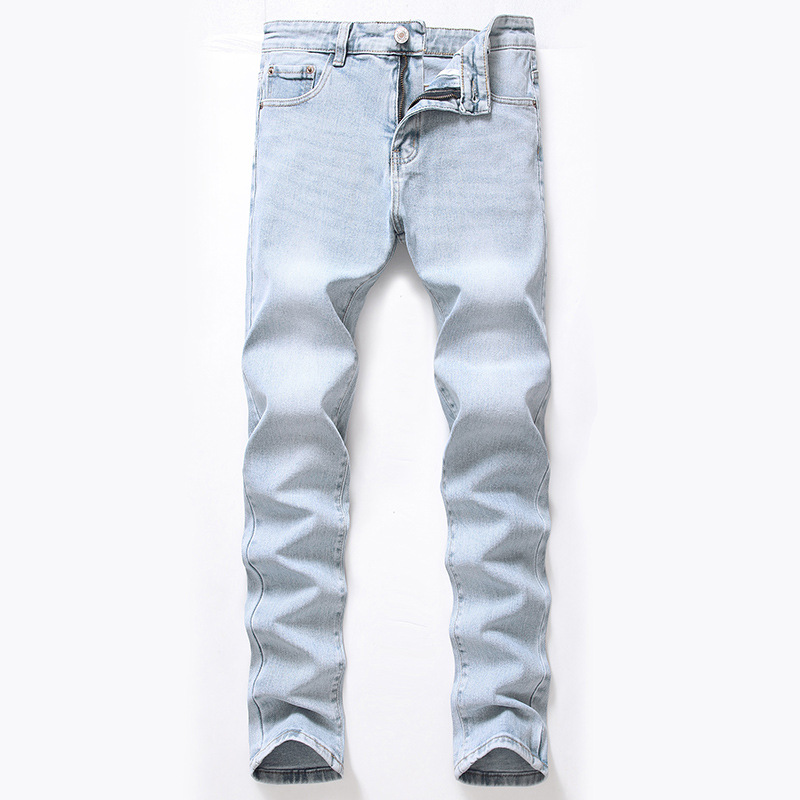 Men's New Distressed Jeans, Fashionable And Casual Elastic Straight Leg Jeans_voghion.com