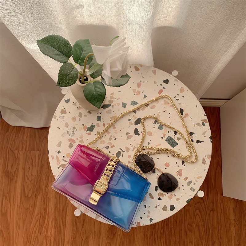 Summer 2025 new gradient jelly bag, fashionable color-blocking chain bag, crossbody single-shoulder bag, ladies' small bag undefined