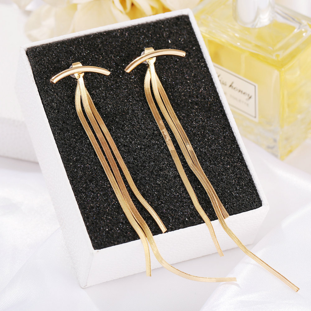 New Fashion Alloy Tassel Earrings Pendant Creative Simple Snake Bone Tassel Metal Long Earrings For Women Wholesale display picture 7