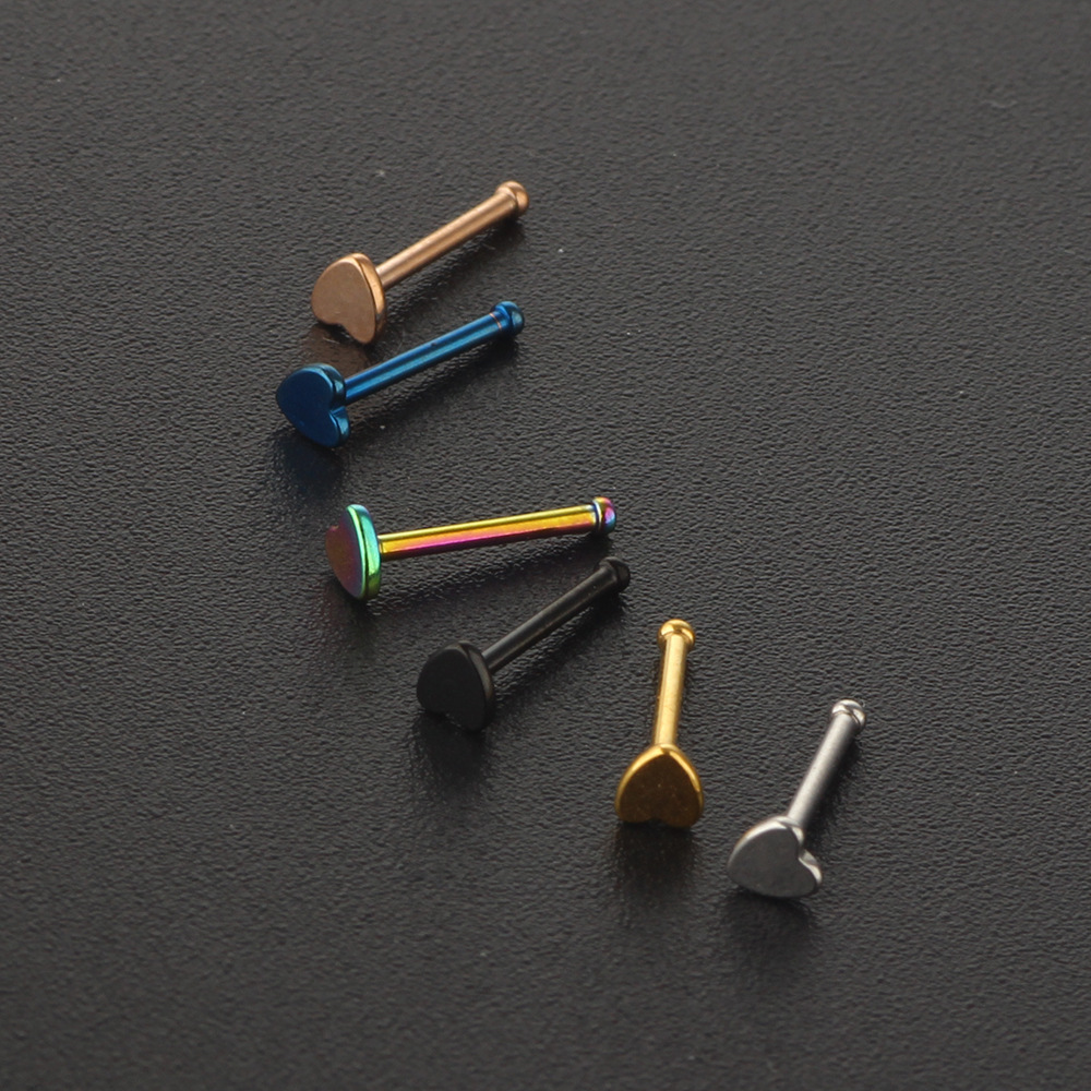 Rose Gold Bear Geometric Nose Stud 316L Surgical Steel Straight Curved Nose Ring Earring detail image 7