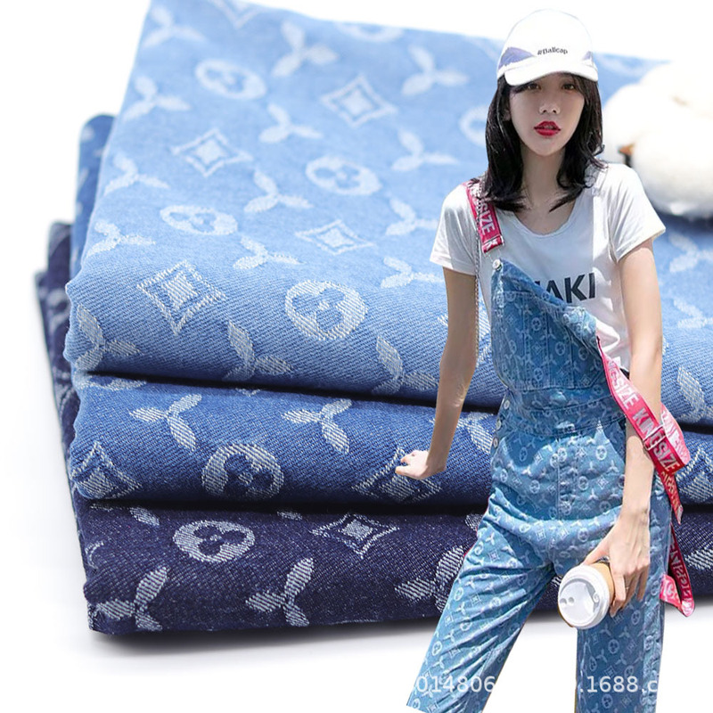 Trendy Brand Internet Celebrity Trendy Brand Jacquard Denim Fabric High-grade Washed Thick Clothing Fabric Thickened Twill