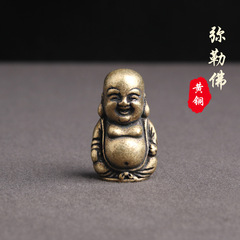 復古黃銅做舊仿古彌勒佛家居桌面擺件大肚笑佛保平安神像文玩批