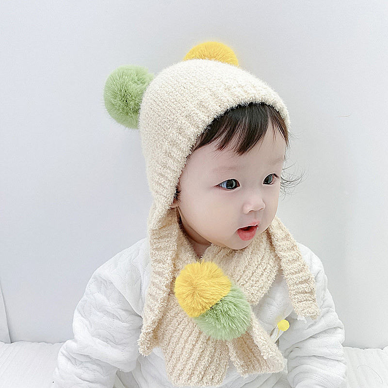 Winter Baby Knitted Ball Wool Hat Children's Ear Cap display picture 13