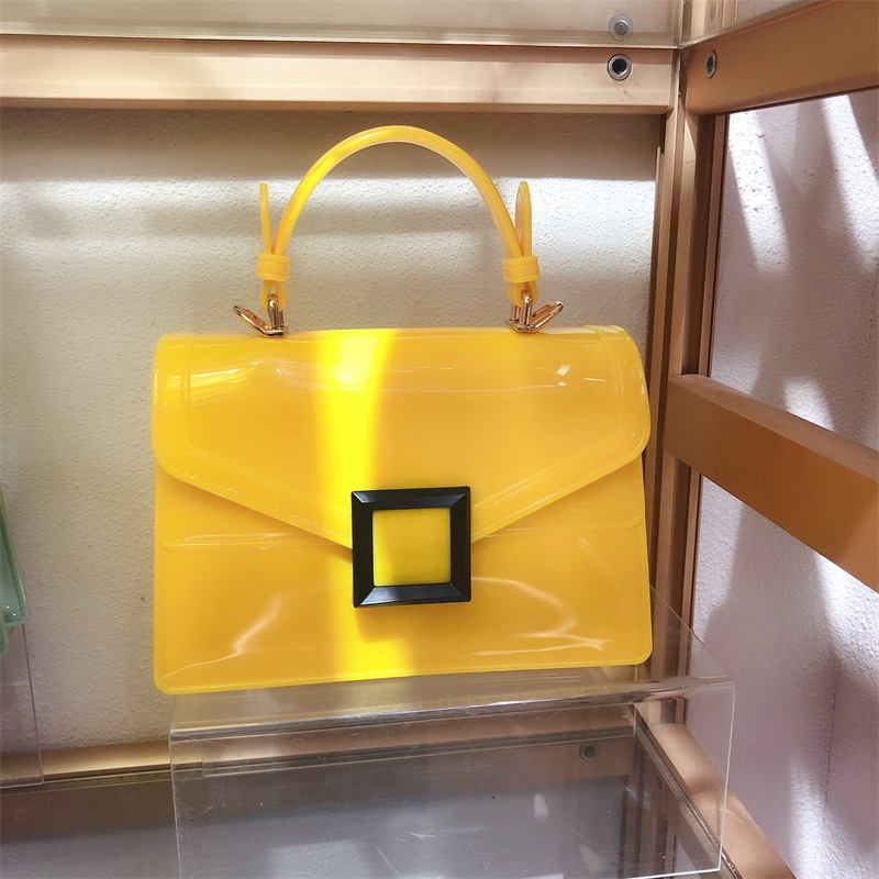 Clearance jelly bag, transparent pvc women's bag, gradient color small square bag, handbag, single-shoulder crossbody women's bag in stock undefined