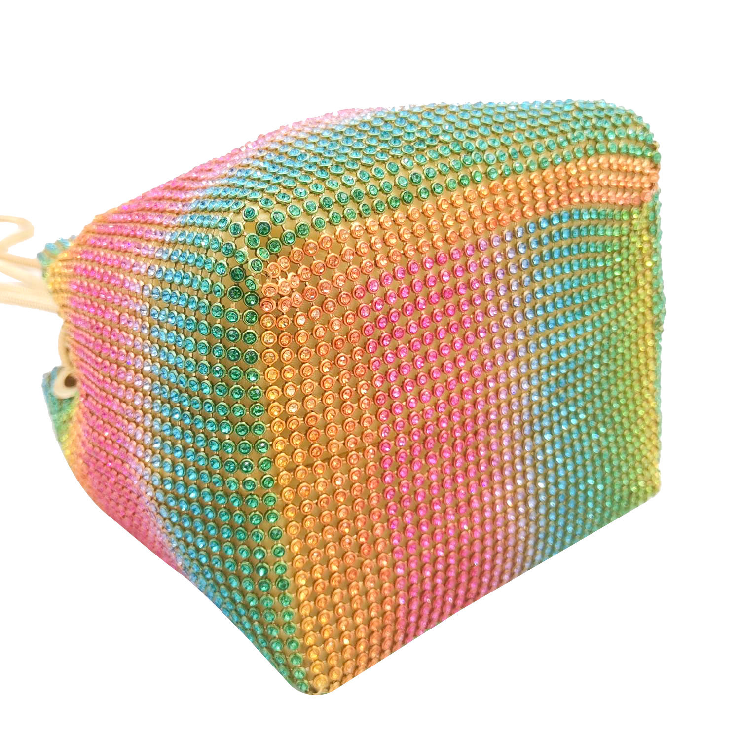 Esstasche Rainbow Mesh Diamond Bucket Bag Strass Partytasche display picture 11