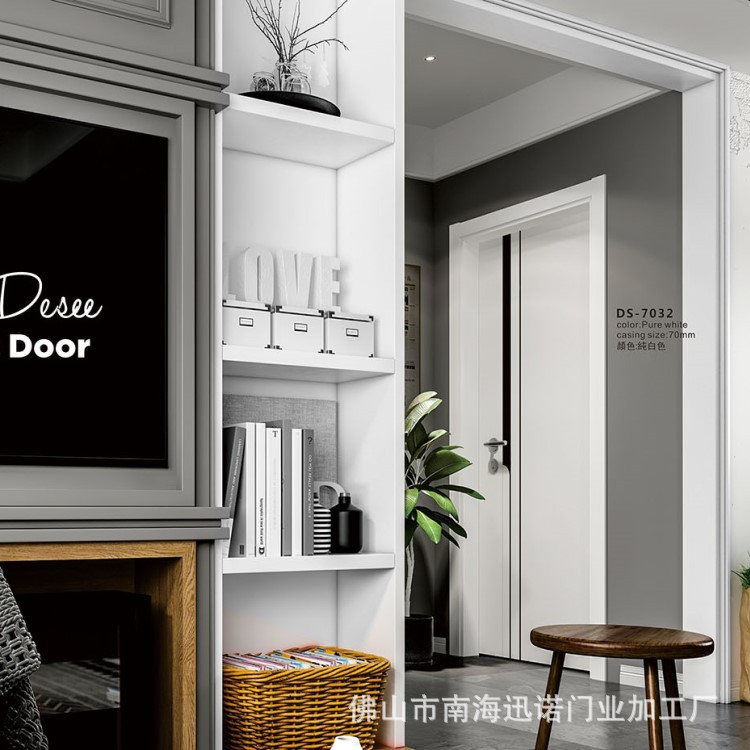 Conjunto de puerta de madera interior puerta superior dormitorio habitación Puerta de hotel puerta de madera ecológica estilo moderno minimalista puerta a la parte superior