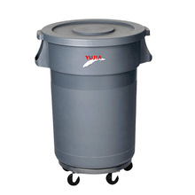 批发供应圆型带轮移动垃圾桶 清洁车128l垃圾车 配底座平盖168升L