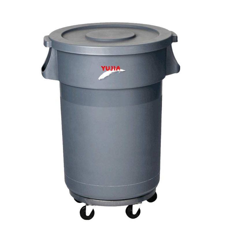 批发供应圆型带轮移动垃圾桶 清洁车 垃圾车 配底座平盖168升L|ms