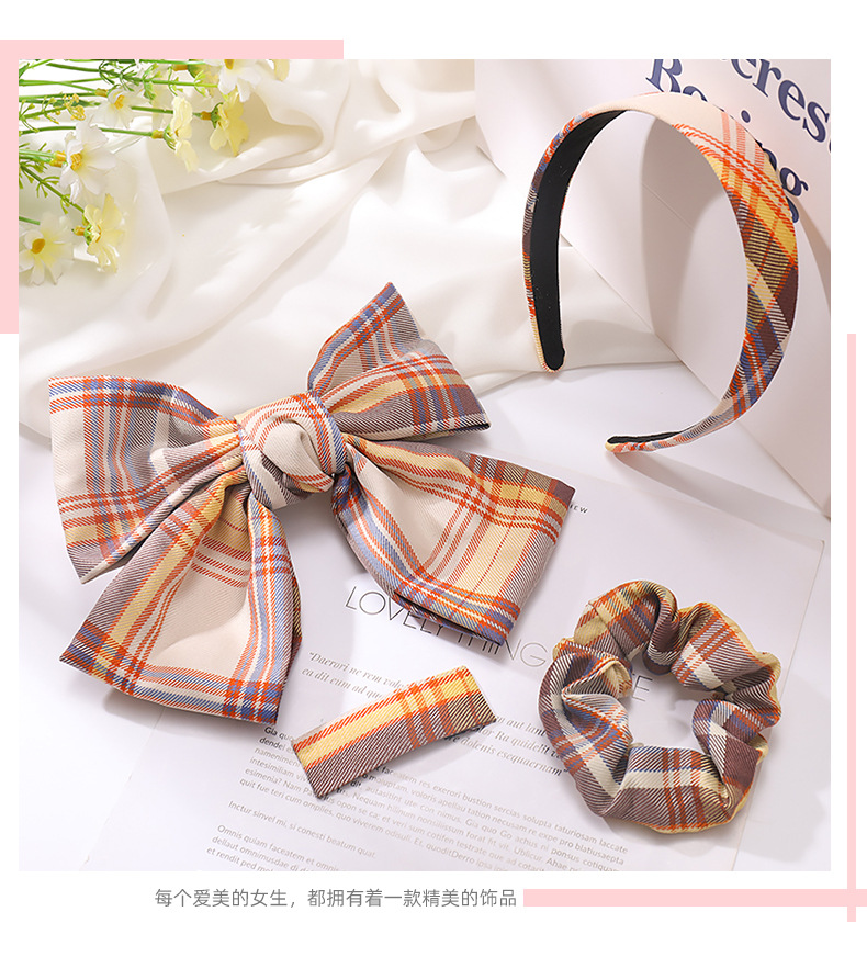 Big Bow Hairpin All-match Creative Hair Ring Uniform Fabric Headband Suit Lattice Hairpin Wholesale Nihaojewelry display picture 10