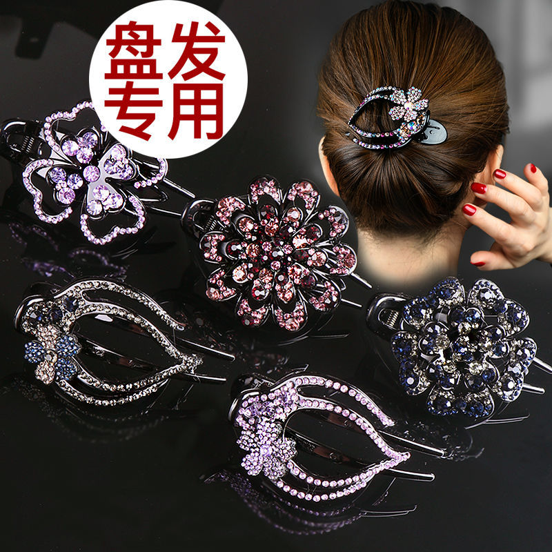 鴨嘴夾頭飾大號盤發韓國水鑽優雅發夾盤頭發夾子發飾網紅款三齒梳
