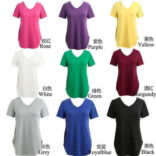 Summer and Autumn WISHEBAY Women's Plus Size V-Neck Loose Casual T-Shirt