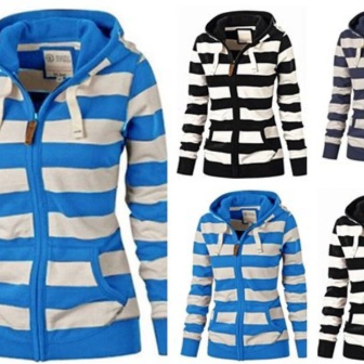 2020Ebay AliExpress Внешняя торговля Женский европейский и американский осенне-зимний взрыв с капюшоном плюс размер полосатый свитер с длинным рукавом