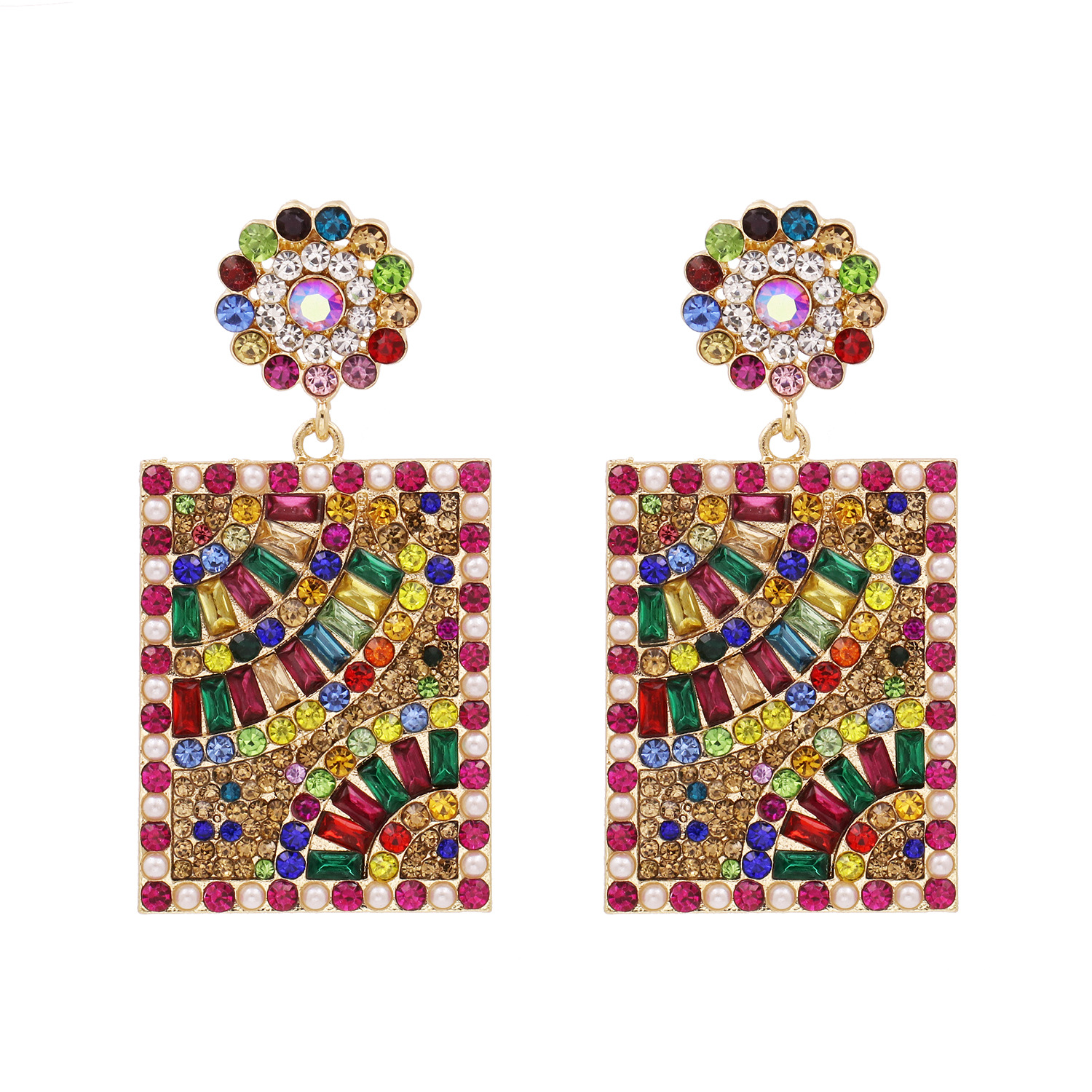 Fashion  Retro Square Diamond Earrings Bohemian   Earrings  Nihaojewelry Wholesale display picture 10