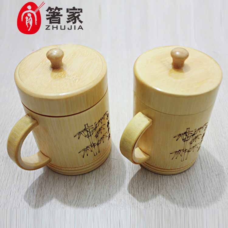 厂家直销 竹工艺品竹制品竹制茶杯带盖有柄竹茶杯支持定做工厂