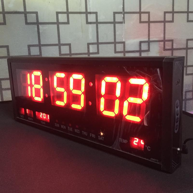 대형 화면 디지털 캘린더 LED 대형 벽시계 음소거 플러그인 LED 영구 캘린더 벽시계 시간, 분 및 초 디스플레이