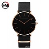 Japanese black nylon golden quartz waterproof watch suitable for men and women for beloved, simple and elegant design, pink gold, wholesale