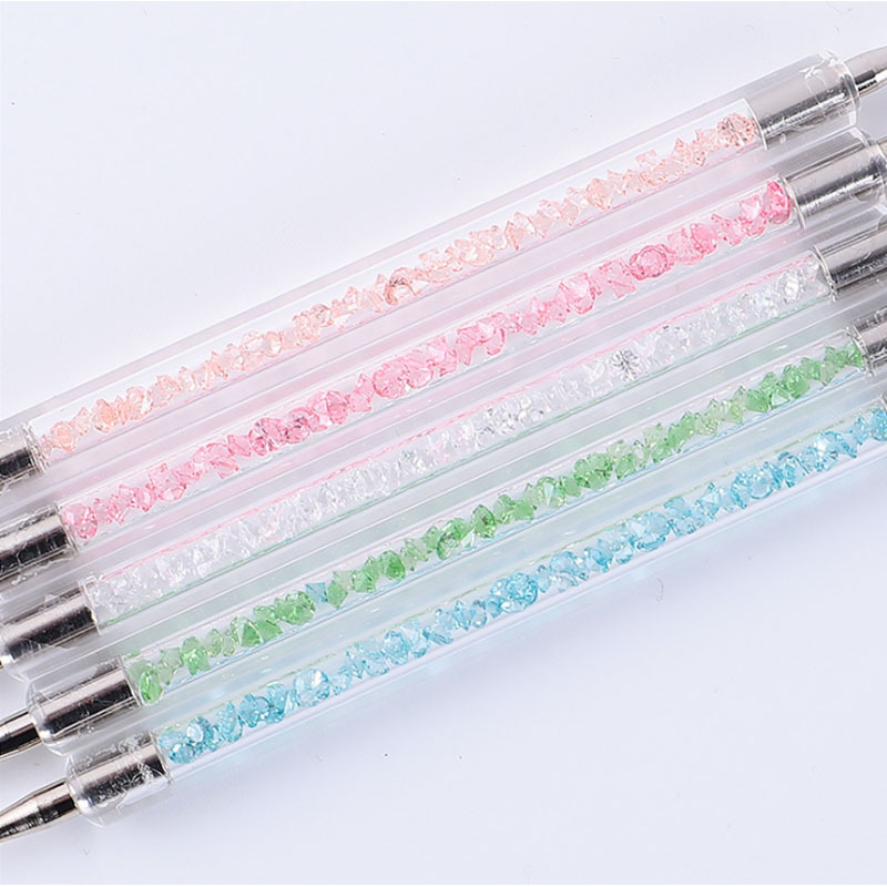 Herramientas de uñas suministros nuevo clavo de doble cabeza punto taladro pluma diamante transparente varilla punto taladro pluma flor aguja 5 unids traje