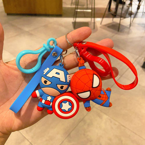 Avengers Cartoon Keychain Spider-Man Cute PVC Keychain School Bag Pendant Car Key Pendant