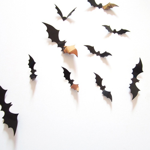 12 pack 3D bat stickers PVC bat stickers Halloween bar KTV haunted house decorative wall stickers wholesale