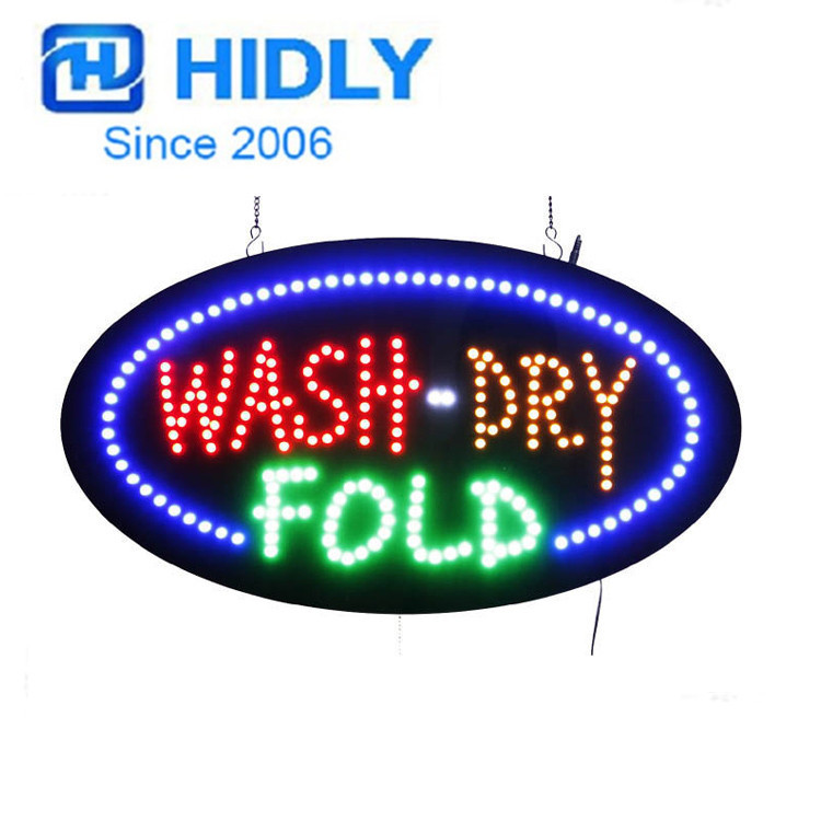 海得利招牌lLED招牌LED发光标识牌椭圆形WASH DRY FOLD SIGN