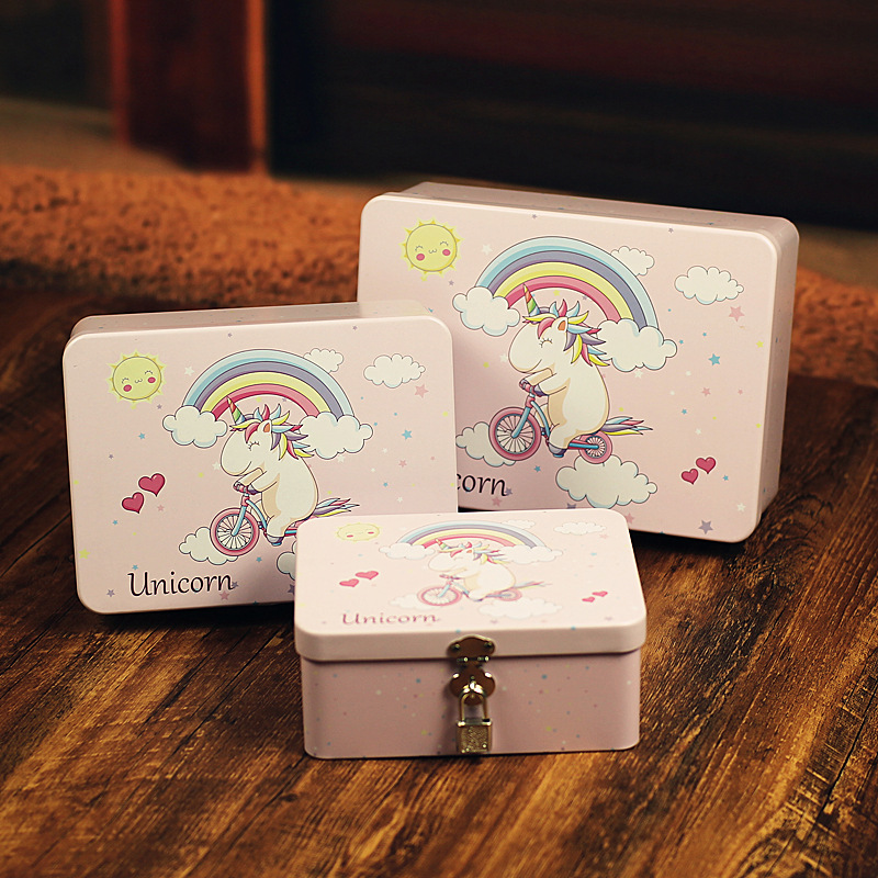 Caja de hierro con cerradura papelería creativa caja de dinero Mini caja de hierro de metal caja de almacenamiento caja de contraseña caja de almacenamiento conjunto de tres piezas image 13